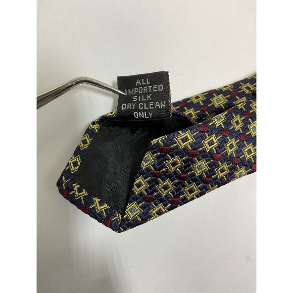 Tachi Taylor New York Classic Silk Tie Geometric Design Sewn Sun Tipping - Picture 10 of 15
